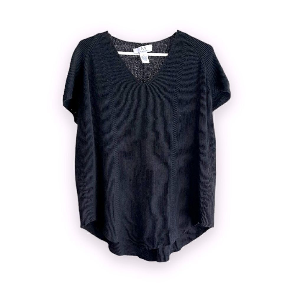 MAGASCHONI | Loose Fit Black Short-Sleeved Sweater (L)